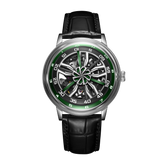 Cool 42mm Supercar Alloy Wheels Green Dial Automatic Watch -OBLVLO SCM-SK Unique Skeleton Watches